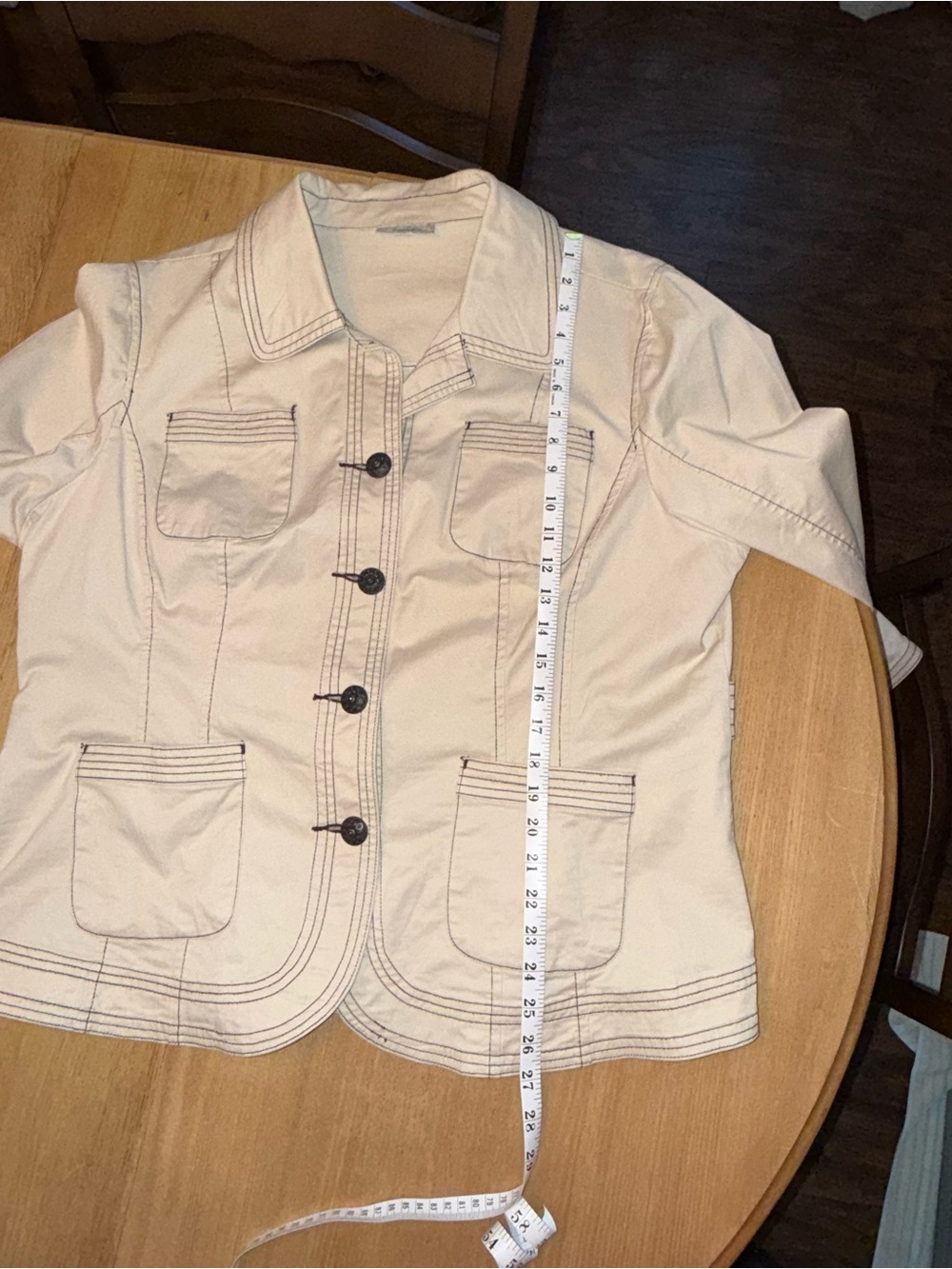 dressbarn Cream Utility Jacket with Dark Contrast Stitching 18/20 - Picture 7 of 7